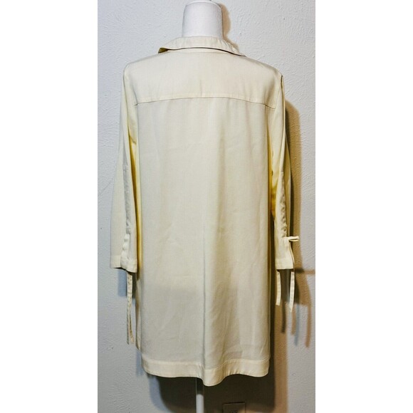 Soft Surroundings Size L Ivory Ruched Sleeve Shacket Oversized Buttons Timeless - Picture 8 of 14